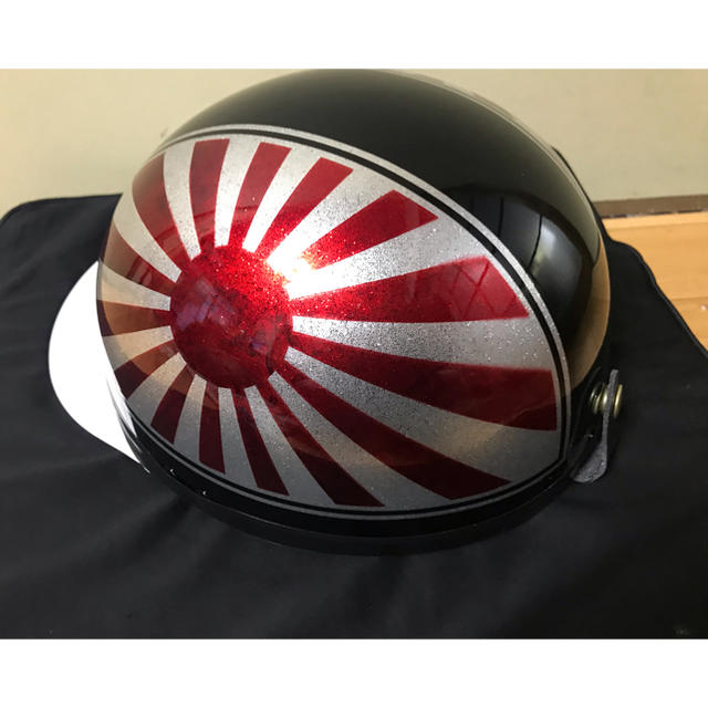 キャンディーレッドラメ 日章 コルク半 ヘルメット ラップ塗装 格安 ...