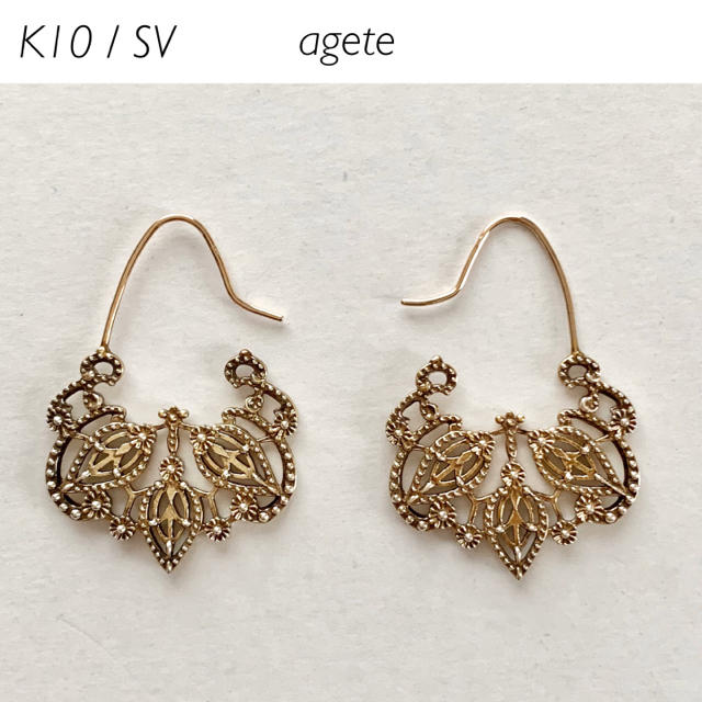 agete(アガット)のagete   K10/SV 透かしレースピアス レディースのアクセサリー(ピアス)の商品写真