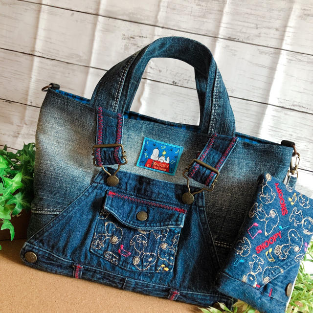 デニムリメイク☆サロペット トートバック ポーチ付き | フリマアプリ ラクマ デニムリメイク☆サロペット トートバック ポーチ付き
