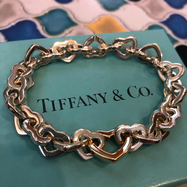 値下げ！Tiffany シルバー×ゴールド ハートブレス 美品