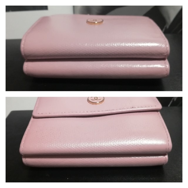 CHANELダブルホック折財布♥ラベンダーピンク♥パール加工