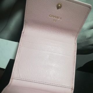 CHANELダブルホック折財布♥ラベンダーピンク♥パール加工