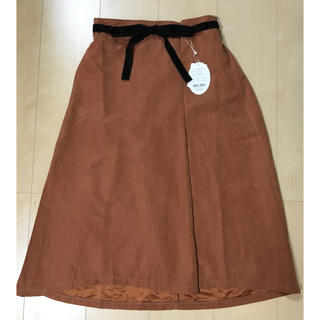 グレイル(GRL)のブラウンベロア素材スカート 新品タグつき(ひざ丈スカート)