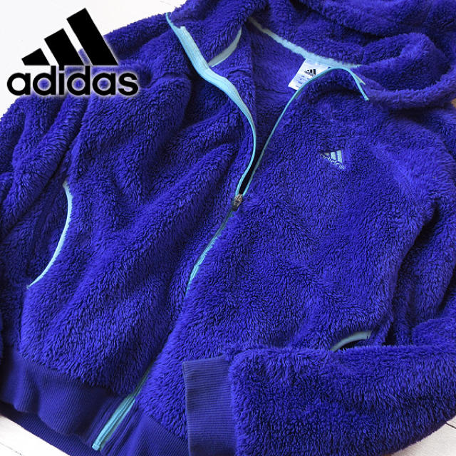 adidas(アディダス)の超美品 Lサイズ ボアパーカージャケット パープル系 レディースのジャケット/アウター(ブルゾン)の商品写真