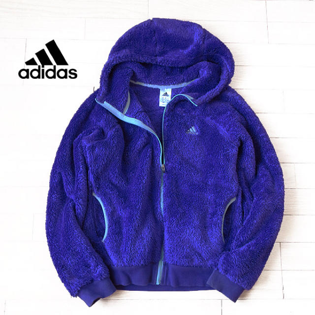 adidas(アディダス)の超美品 Lサイズ ボアパーカージャケット パープル系 レディースのジャケット/アウター(ブルゾン)の商品写真