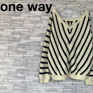 ワンウェイ(one*way)のone way ワンウェイ　ニット　セーター　ケーブル編み　Vネック　ボーダー(ニット/セーター)