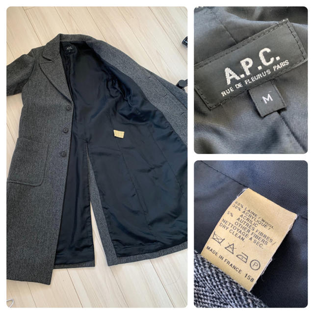 A.P.C(アーペーセー)のapc  初期　フランス製　ウール　チェスターコート　M メンズのジャケット/アウター(チェスターコート)の商品写真