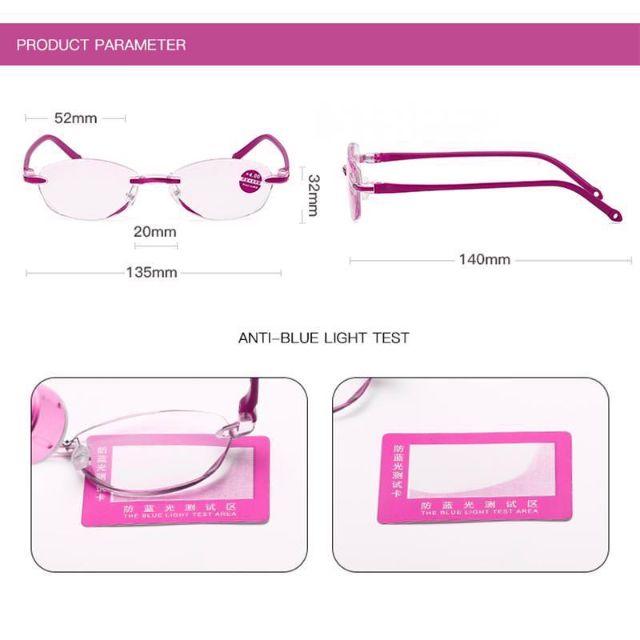 +2.0 ブルーライトカット老眼鏡 レディース女性用メガネ リムレス おしゃれ紫 レディースのファッション小物(サングラス/メガネ)の商品写真