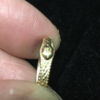 ジュエリーツツミ(JEWELRY TSUTSUMI)のスネーク　ルビー　10k  指輪　蛇(リング(指輪))