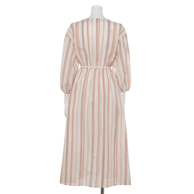 新品 大人可愛い♡オレンジ系ストライプ 綿100%ワンピース フリーサイズ 2