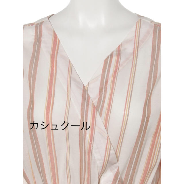 新品 大人可愛い♡オレンジ系ストライプ 綿100%ワンピース フリーサイズ 3