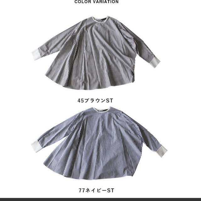 nest Robe(ネストローブ)の新品タグ付き　mizuiro-ind アシンメトリーストライププルオーバーシャツ レディースのトップス(シャツ/ブラウス(長袖/七分))の商品写真