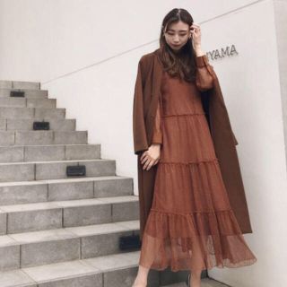 アメリヴィンテージ(Ameri VINTAGE)の3/2まで発送できません。。SHIRRING SHEER DRESS(ロングワンピース/マキシワンピース)