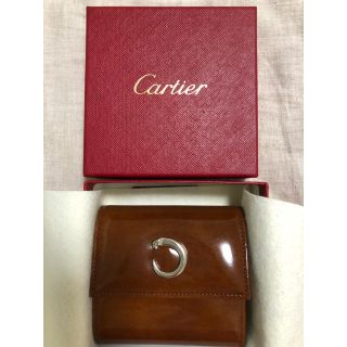 カルティエ(Cartier)のカルティエ　三つ折り財布　ブラウン　エナメル(財布)