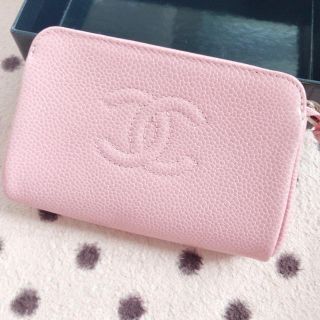 シャネル(CHANEL)のCHANEL シャネル ココマーク キャビアスキン ミニポーチ ポーチ 小物入れ(ポーチ)