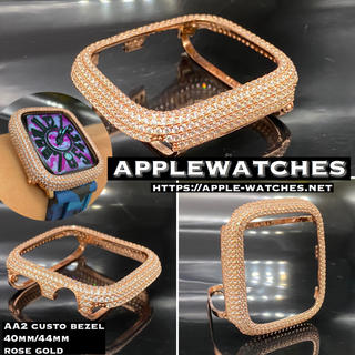 アップルウォッチ(Apple Watch)のピンクゴールド■アップルカスタムベゼル◆シリーズ4/540mm 44mm(腕時計)