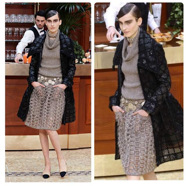シャネルの2015年ランウェイコレクションモヘアウールスカート♪サイズ36 ひざ丈スカート
