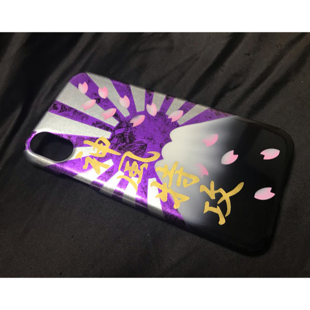 紫 ラップ塗装 富士日章 iPhone カバー ケース カスタムペイント 塗装