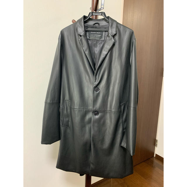 ZARA - ZARA MAN フェイクレザー チェスターコート XLの通販 by rose6gold's shop｜ザラならラクマ