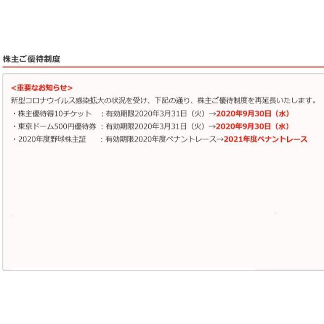 【値下げ】 東京ドーム 株主優待券　セット チケットの優待券/割引券(その他)の商品写真