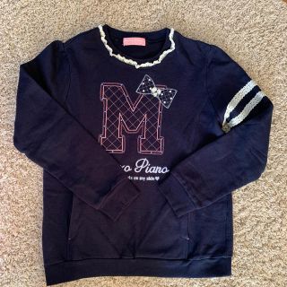 メゾピアノジュニア(mezzo piano junior)の美品 メゾピアノジュニア 紺色トレーナー 150 M(Tシャツ/カットソー)