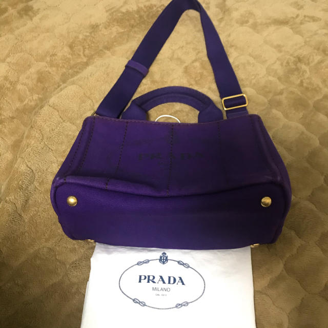 PRADA プラダ キャンバス 2WAYミニカナパ パープルショルダーバッグ