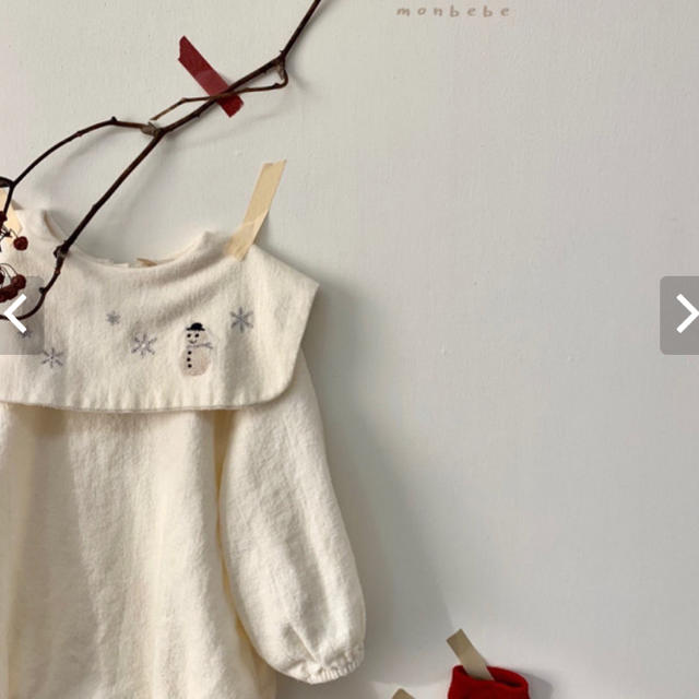 Caramel baby&child (キャラメルベビー&チャイルド)のmonbebe スノーマン刺繍ロンパース キッズ/ベビー/マタニティのベビー服(~85cm)(ロンパース)の商品写真
