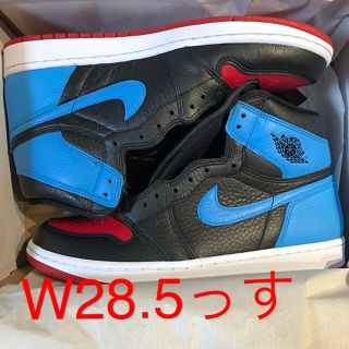 ナイキ(NIKE)のWMNS AIR JORDAN 1 POWDER BLUE/GYM RED(スニーカー)