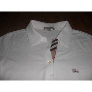 バーバリー(BURBERRY)の中古美品　バーバリーロンドン　半袖ポロシャツ　白　Ｍ(ポロシャツ)