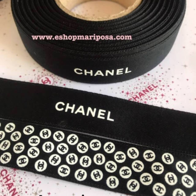 CHANEL(シャネル)のシャネルリボン ココマークいっぱい♪ 可愛いラッピングリボン 黒 ブラック 1m ハンドメイドのハンドメイド その他(その他)の商品写真