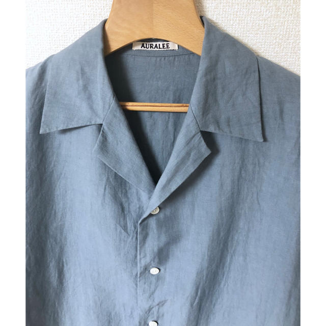 AURALEE オーラリー ブルーの通販 by miki’s shop｜ラクマ 19SS リネン オーバーサイズ シャツ 超激安新品