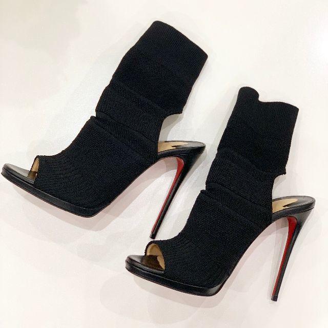 Christian Louboutin(クリスチャンルブタン)の1398 美品 クリスチャンルブタン ニット ブーツ 黒 レディースの靴/シューズ(ブーツ)の商品写真