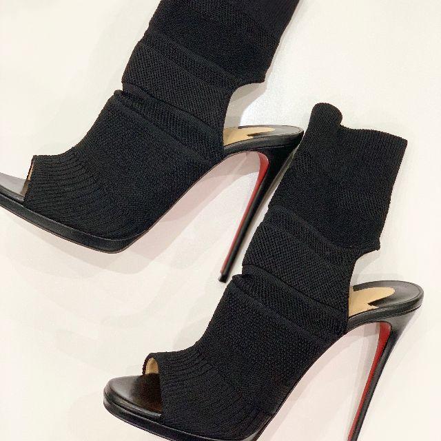 Christian Louboutin(クリスチャンルブタン)の1398 美品 クリスチャンルブタン ニット ブーツ 黒 レディースの靴/シューズ(ブーツ)の商品写真