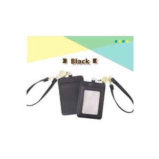 IDカードケース（2枚収納可能）　リール付き　黒色(折り財布)