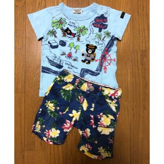 ミキハウス(mikihouse)のミキハウス ダブルビー トレジャーハンター半袖Tシャツ、アロハパンツ（80）(シャツ/カットソー)