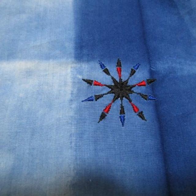 ビアティチュード　BEATITUDE　本藍染め板締め加工デザインシャツ　日本製 1