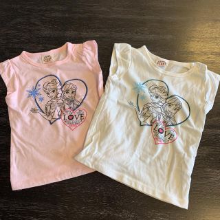 ジャンクストアー(JUNK STORE)のジャンクストア95サイズ☆アナ雪フレンチスリーブTシャツ2枚セット双子コーデ(Tシャツ/カットソー)