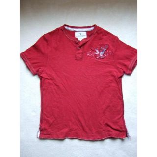 アメリカンイーグル(American Eagle)の匿名即日発可！アメリカンイーグルヘンリーTシャツレッドUSAブランドL(Tシャツ/カットソー(半袖/袖なし))