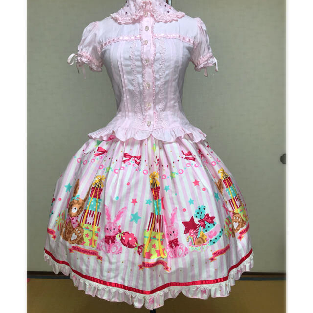metamorphose temps de fille(メタモルフォーゼタンドゥフィーユ)のメタモ Candy☆Star Rabbit スカート ピンク レディースのスカート(ひざ丈スカート)の商品写真