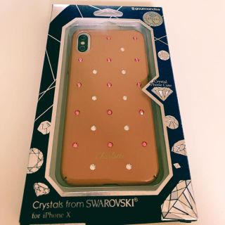 スワロフスキー(SWAROVSKI)の値下げ！iPhoneX スワロフスキー ベージュピンク スマホケース(iPhoneケース)