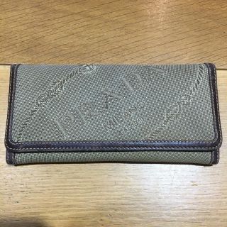 プラダ(PRADA)のプラダ  キャンバス　長財布　ロゴ　ベージュ系(財布)