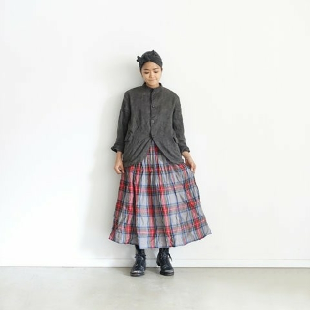 ロングスカートichi Antiquités｜Linen Tartan Check Skirt