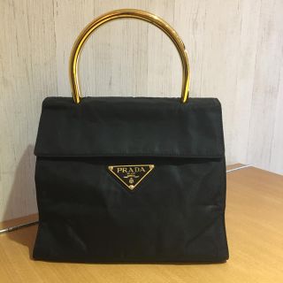 プラダ(PRADA)のプラダ  ハンドバッグ　メタル　ナイロン　黒系(ハンドバッグ)