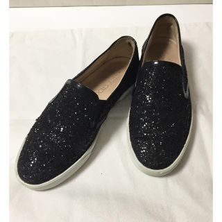 ジミーチュウ(JIMMY CHOO)のジミーチュウ スリッポン  38 グリッター ブラック 24㎝ (スリッポン/モカシン)