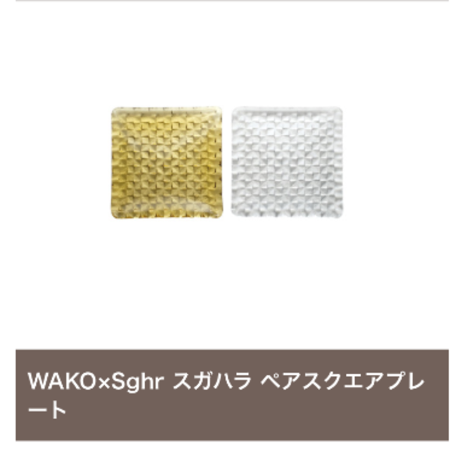 Sghr(スガハラ)の値下げしました【未使用】WAKO×Sghr スガハラ　ペアスクエアプレート インテリア/住まい/日用品のキッチン/食器(食器)の商品写真