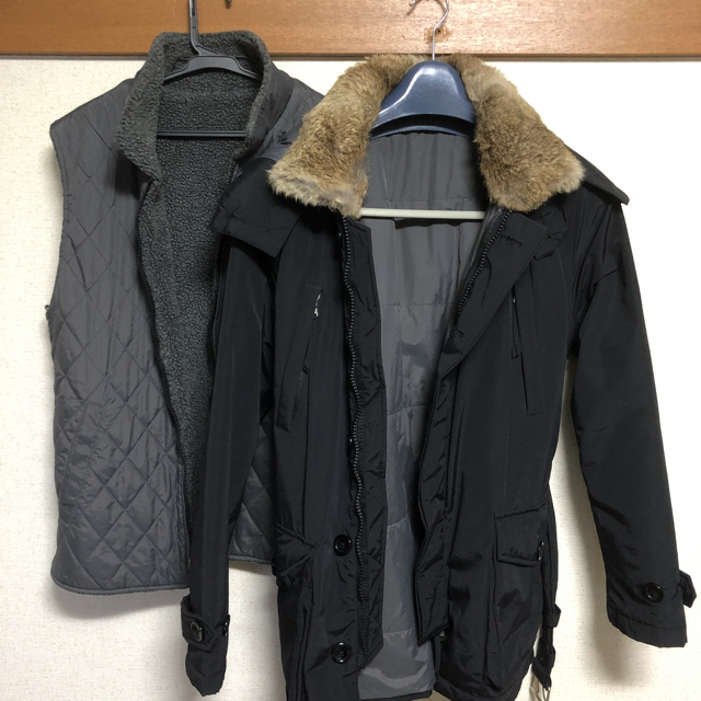 【送料無料】SHIPSシップス モッズコート 黒ブラック ラビットファー 3