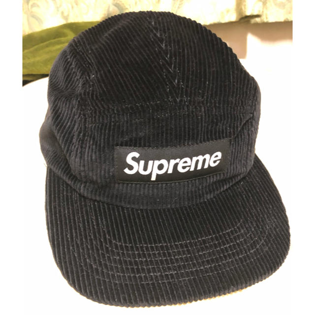 SUPREME 18SS BLACK コーデュロイ キャンプキャップ