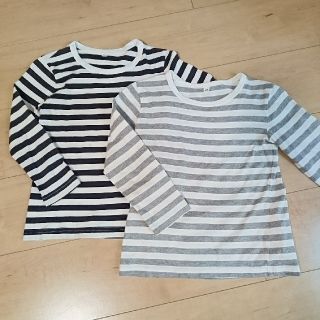 ムジルシリョウヒン(MUJI (無印良品))の110 無印良品 ボーダー長袖Tシャツ 2点セット(Tシャツ/カットソー)