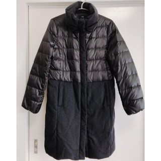 新品 23区 綿×ウール レザーコンビ モスグリーン ダウンコート 40