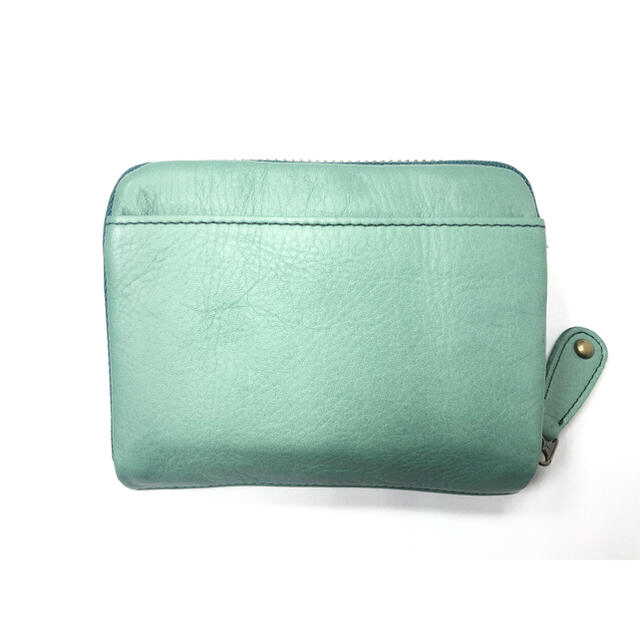 新品　未使用　moz 袋縫いR折り財布　牛革　グリーン レディースのファッション小物(財布)の商品写真